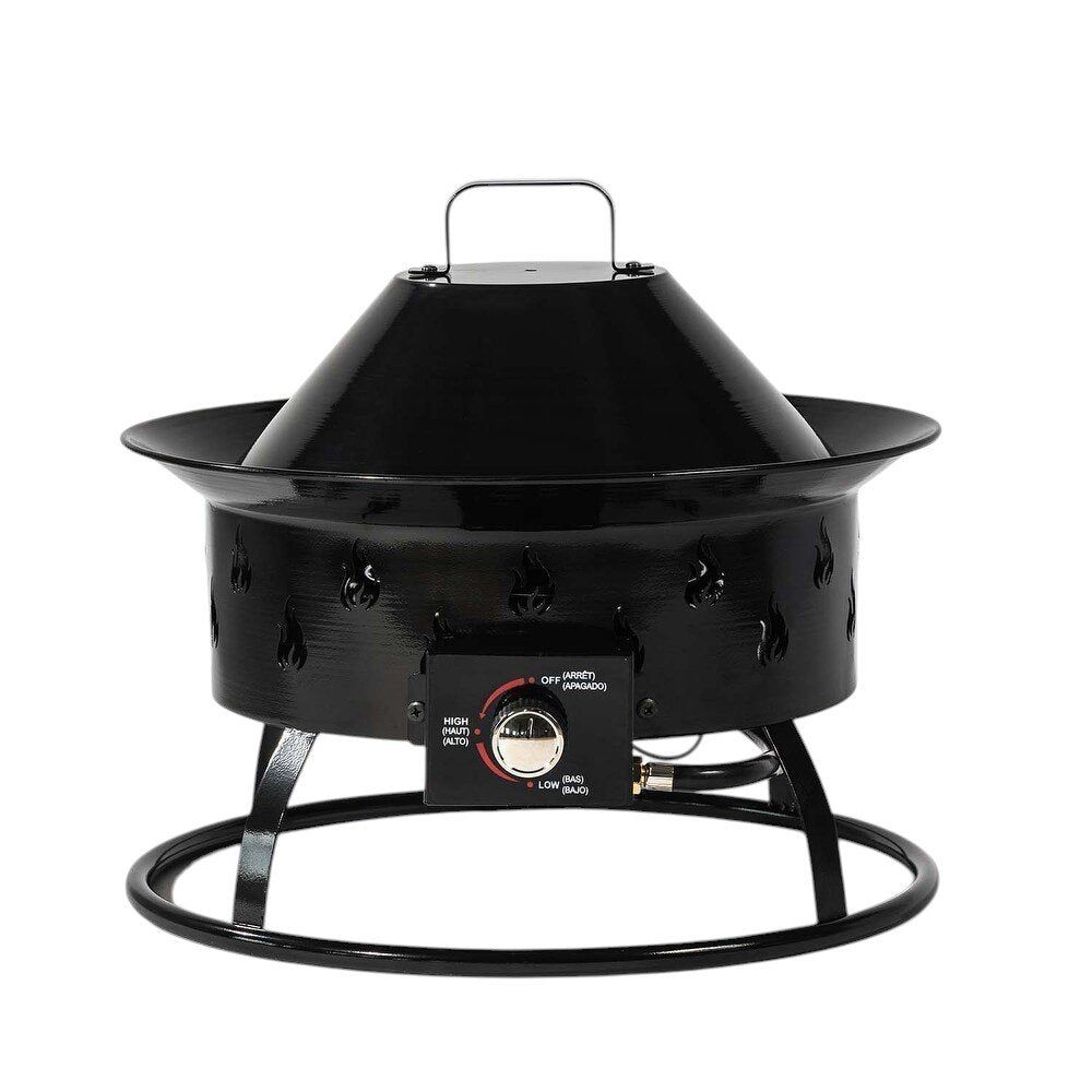50000 BTU 19" Black Steel Propane Portable Tabletop Round Fire Pit