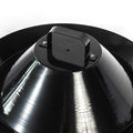 50000 BTU 19" Black Steel Propane Portable Tabletop Round Fire Pit photographed against a dark studio background in black.