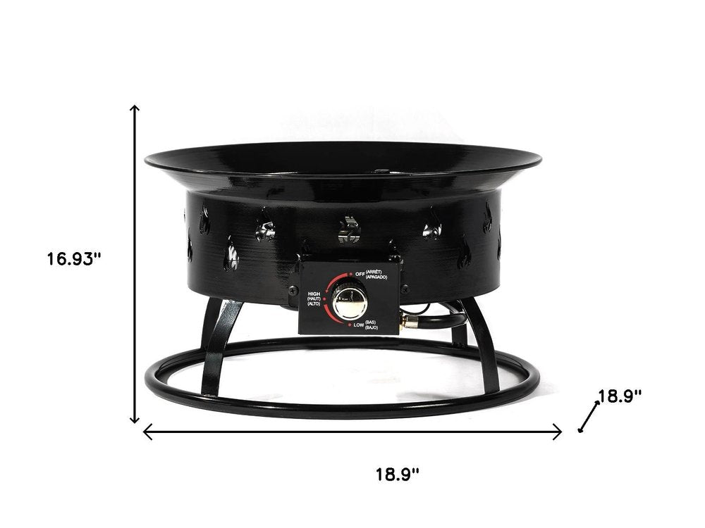 50000 BTU 19" Black Steel Propane Portable Tabletop Round Fire Pit
