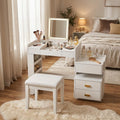 45" White Wood Five Drawer Vanity Table
