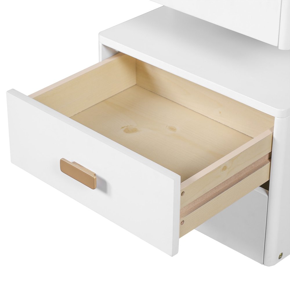 45" White Wood Five Drawer Vanity Table