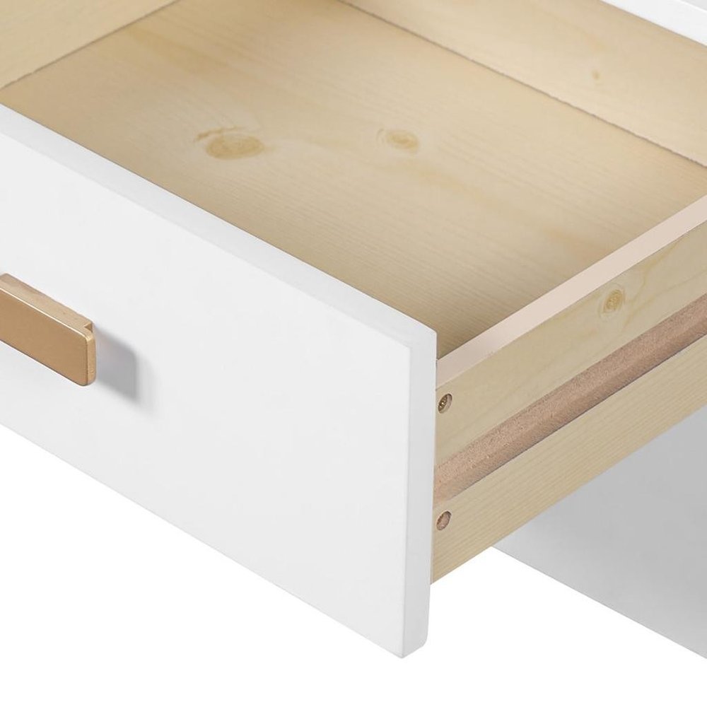45" White Wood Five Drawer Vanity Table