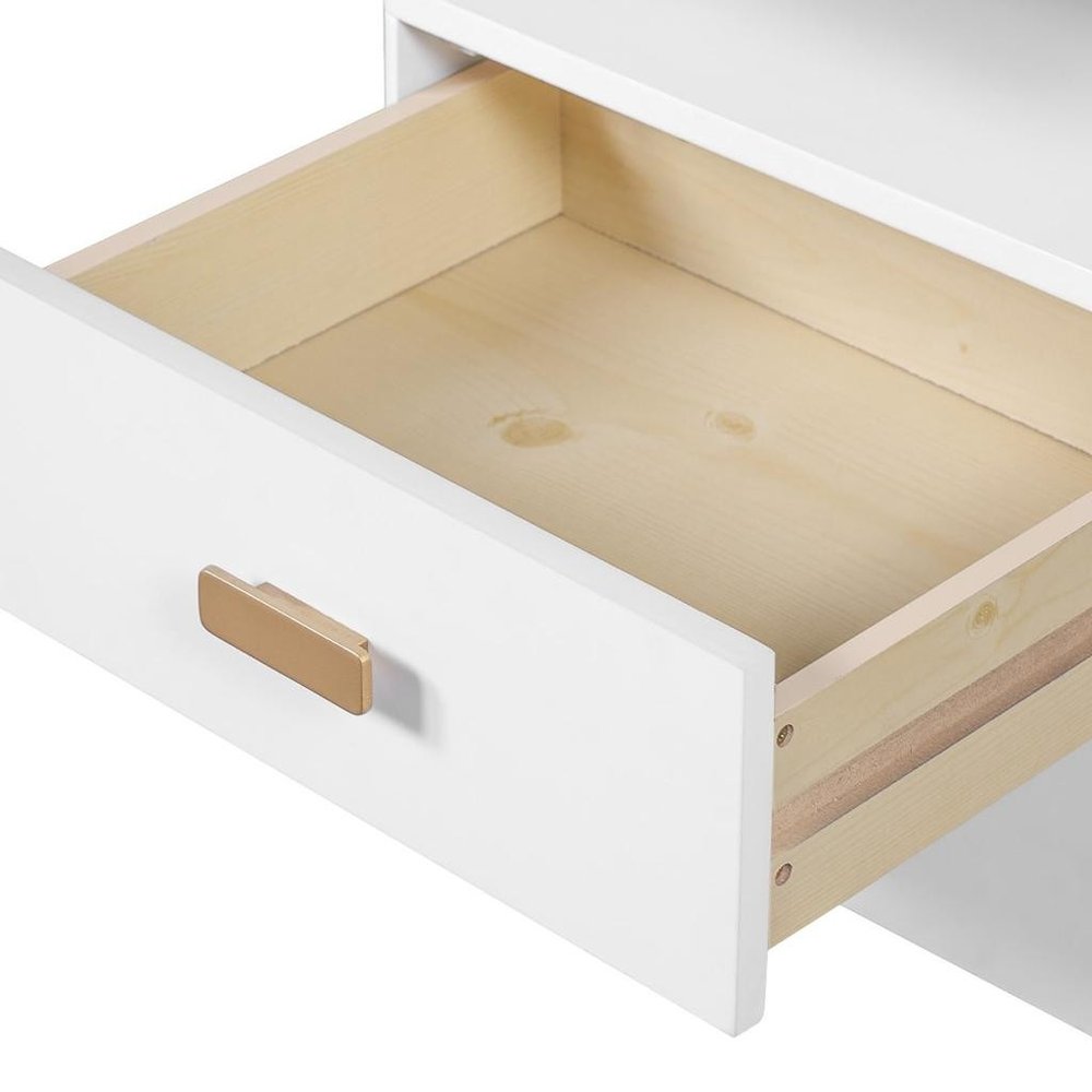 45" White Wood Five Drawer Vanity Table