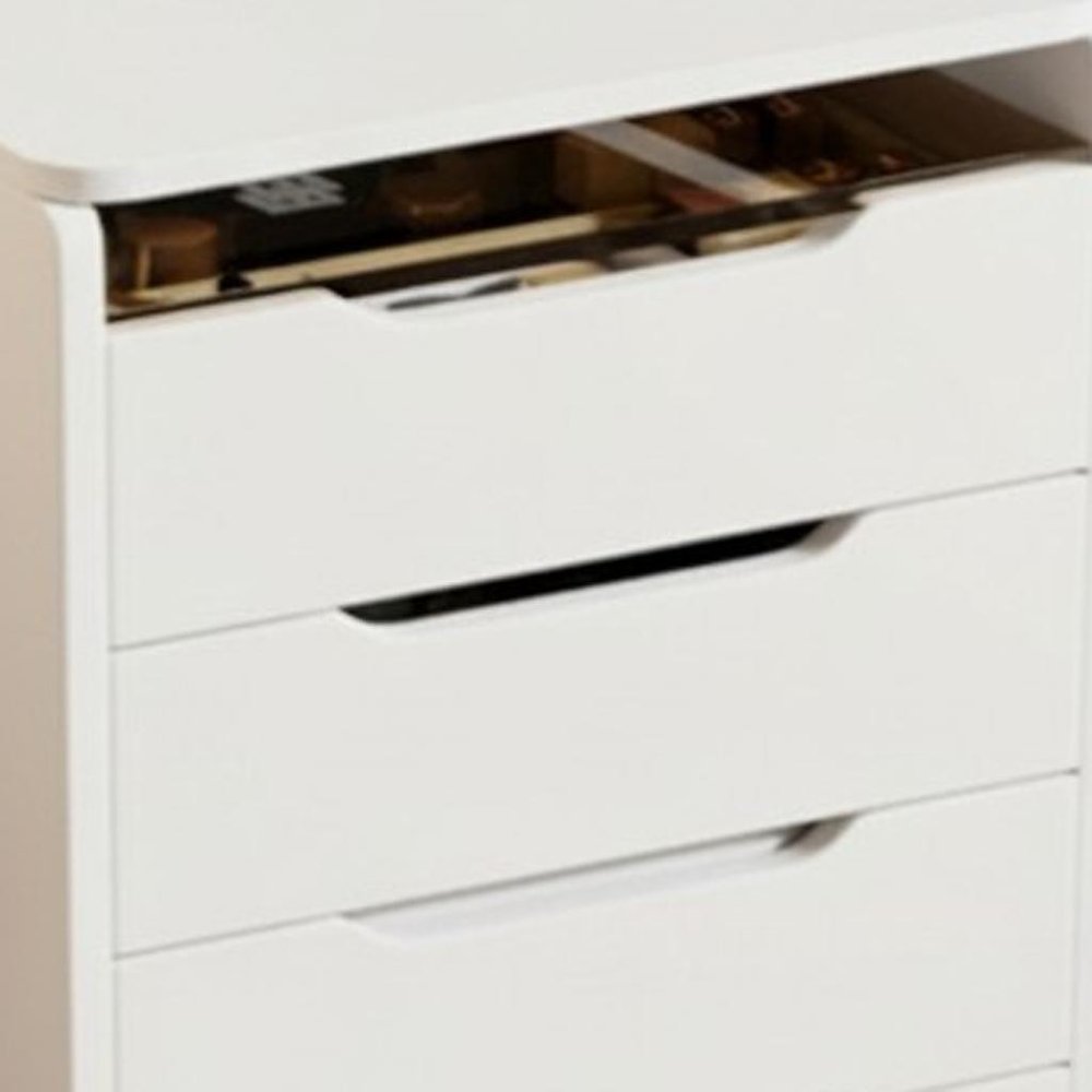 19" White Wood Mirrored Three Drawer Vanity Table