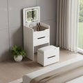 19" White Wood Mirrored Three Drawer Vanity Table