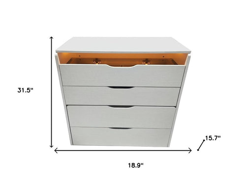 19" White Wood Mirrored Three Drawer Vanity Table