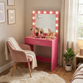 28" Pink Wood Mirrored Vanity Table