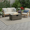 50000 BTU 32" Beige Iron Propane Rectangular Fire Pit With Cover