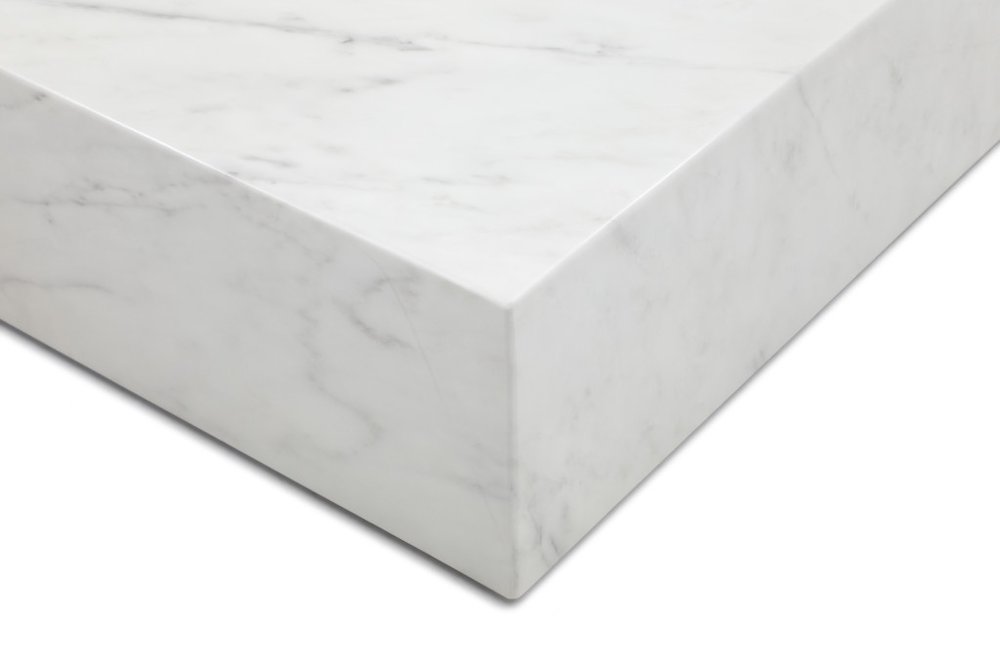 55" White Genuine Marble Block Coffee Table
