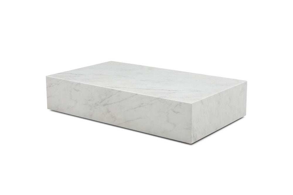 55" White Genuine Marble Block Coffee Table