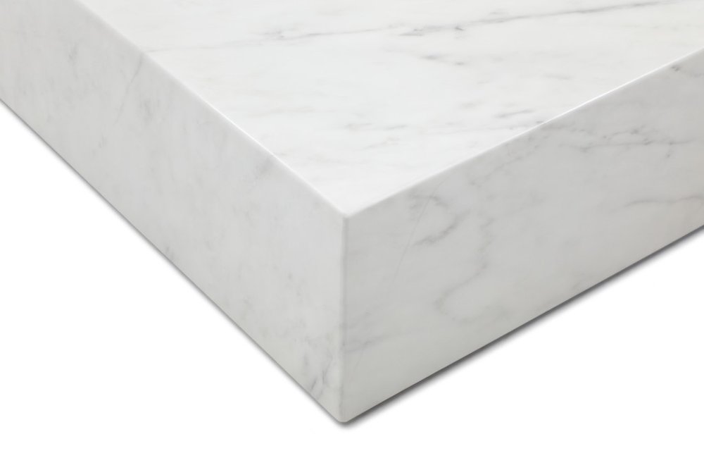 55" White Genuine Marble Block Coffee Table