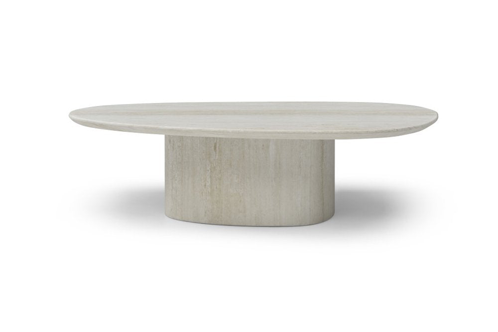 51" Beige Marble Oval Pedestal Coffee Table