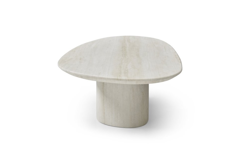 51" Beige Marble Oval Pedestal Coffee Table