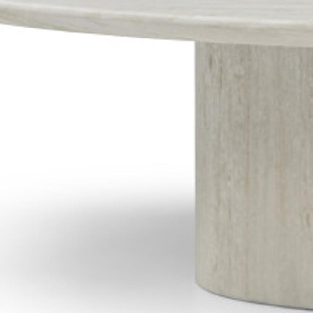 51" Beige Marble Oval Pedestal Coffee Table