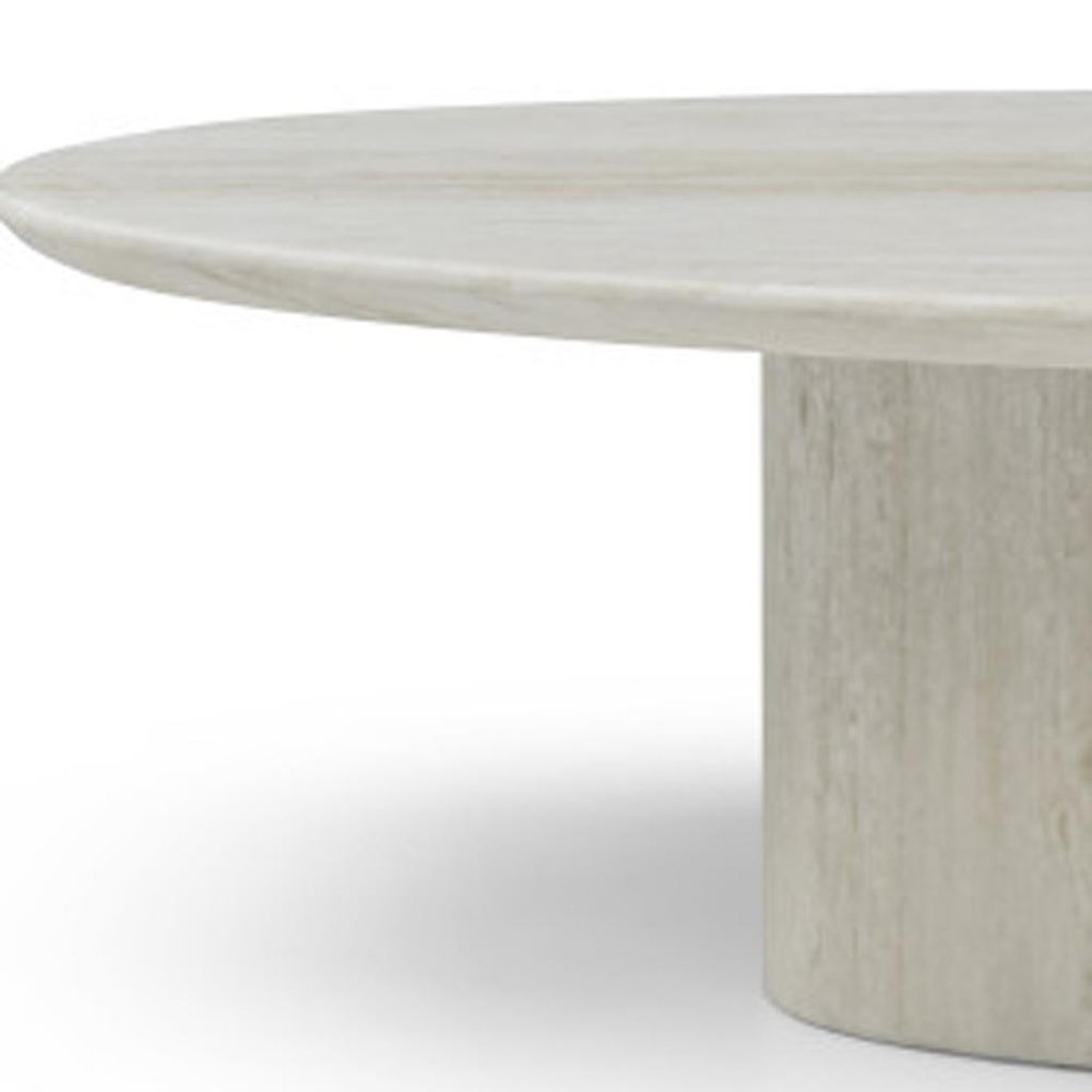 51" Beige Marble Oval Pedestal Coffee Table