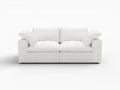 80" White Linen Blend Modular Loveseat and Toss Pillows on a white background