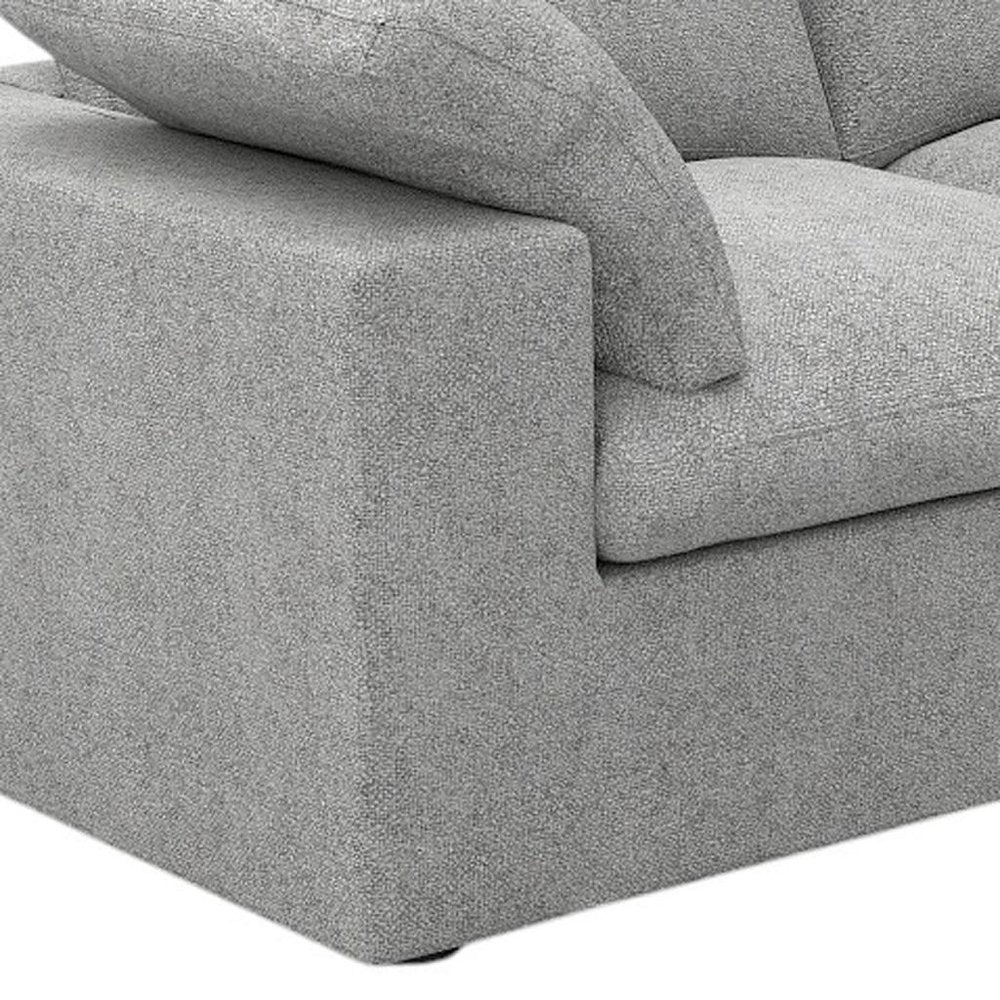 80" White Linen Blend Modular Loveseat and Toss Pillows close-up detail