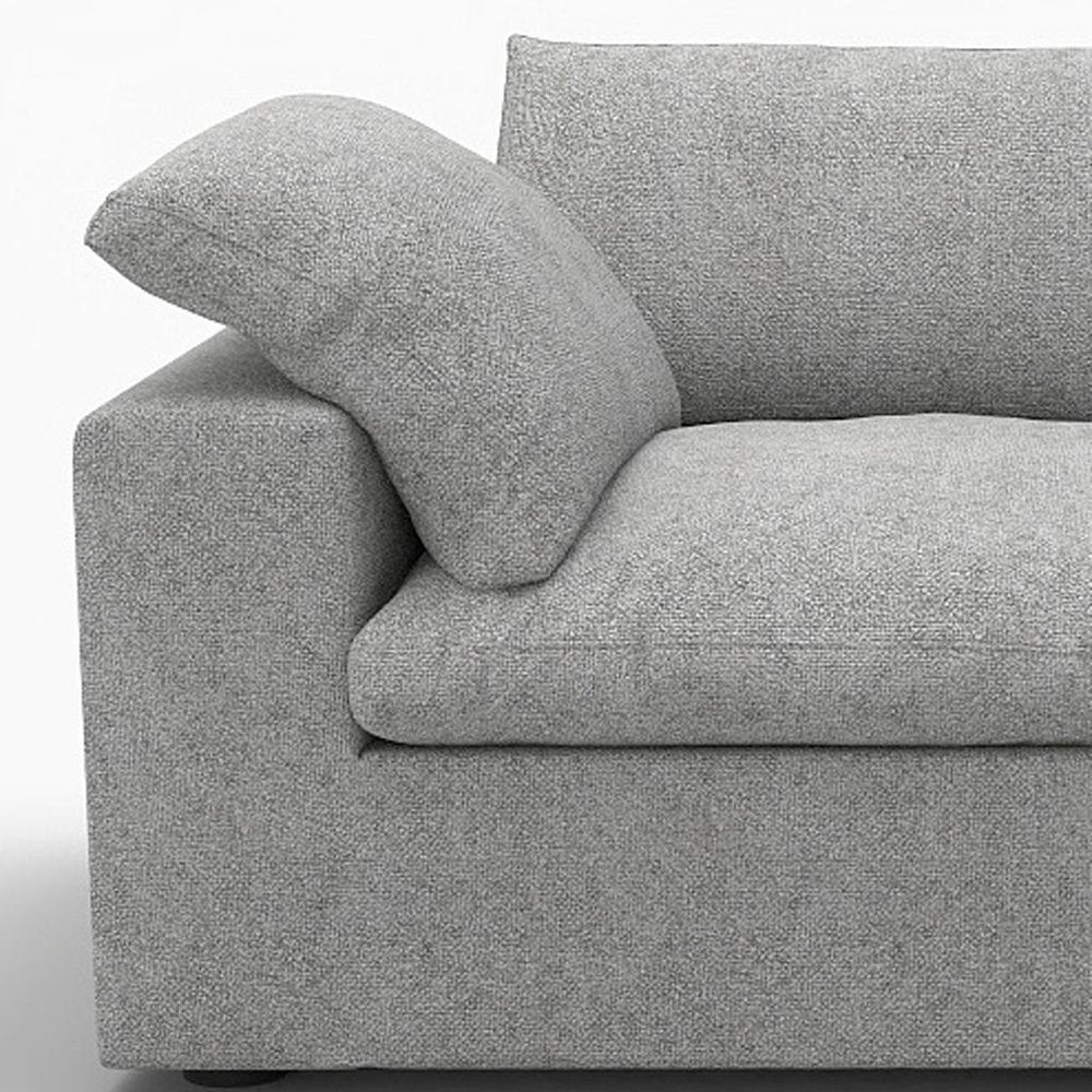 80" White Linen Blend Modular Loveseat and Toss Pillows close-up detail