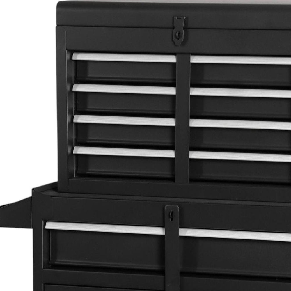 Set of Two Black Multi-Tier Steel Rolling Cabinet With Lid - SKU 714587