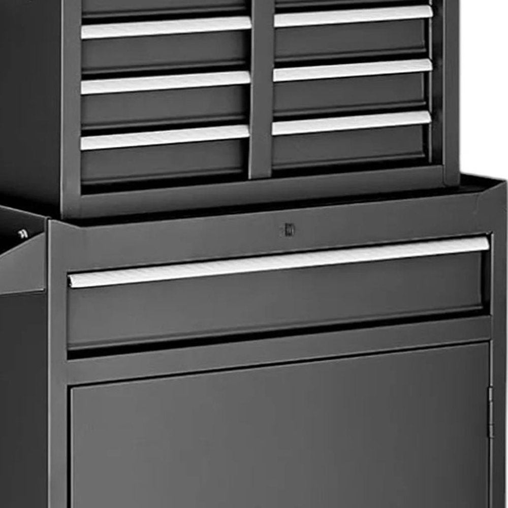 Set of Two Black Multi-Tier Steel Rolling Cabinet With Lid - SKU 714588