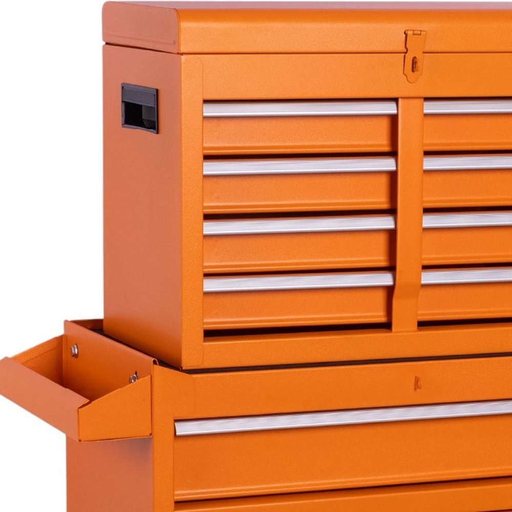 Set of Two Orange Multi-Tier Steel Rolling Cabinet With Lid - SKU 714592