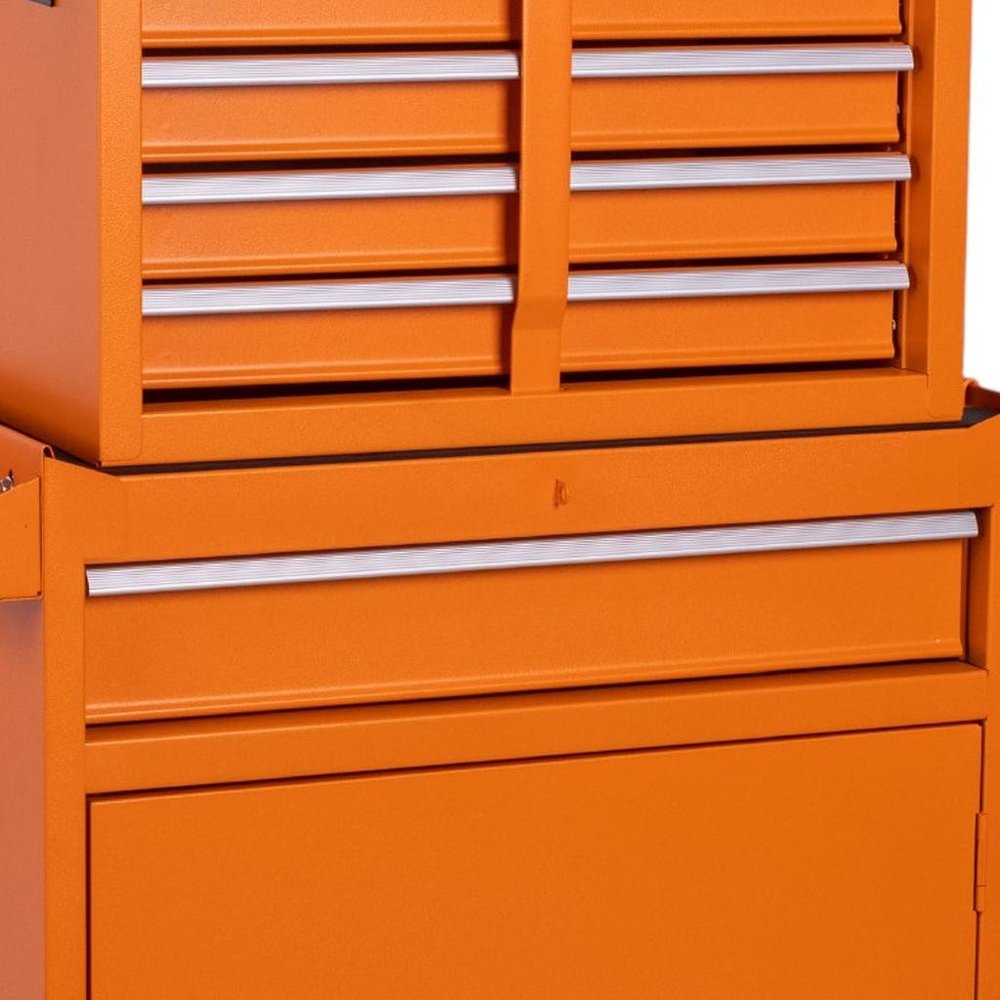 Set of Two Orange Multi-Tier Steel Rolling Cabinet With Lid - SKU 714593