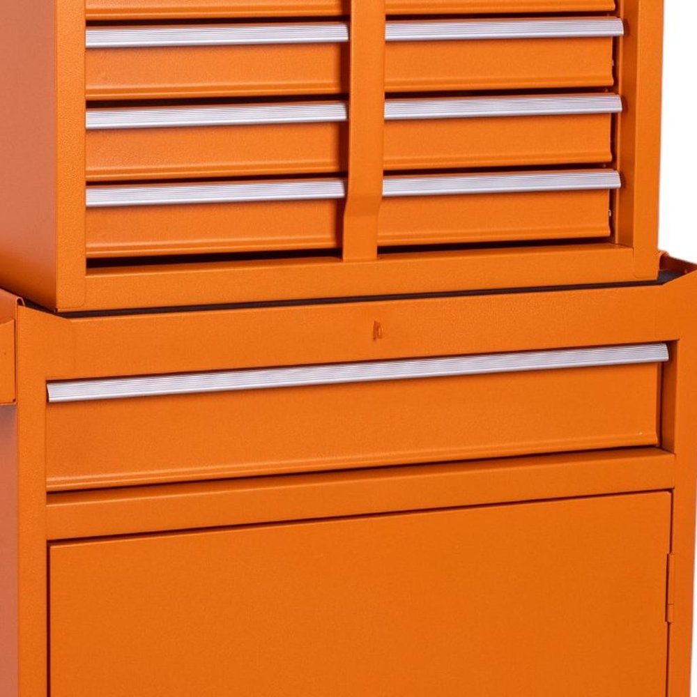 Set of Two Orange Multi-Tier Steel Rolling Cabinet With Lid - SKU 714595