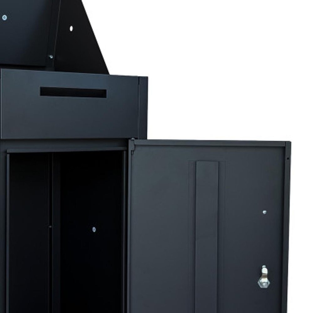 Set of Two Black Multi-Tier Steel Mail Box With Lid