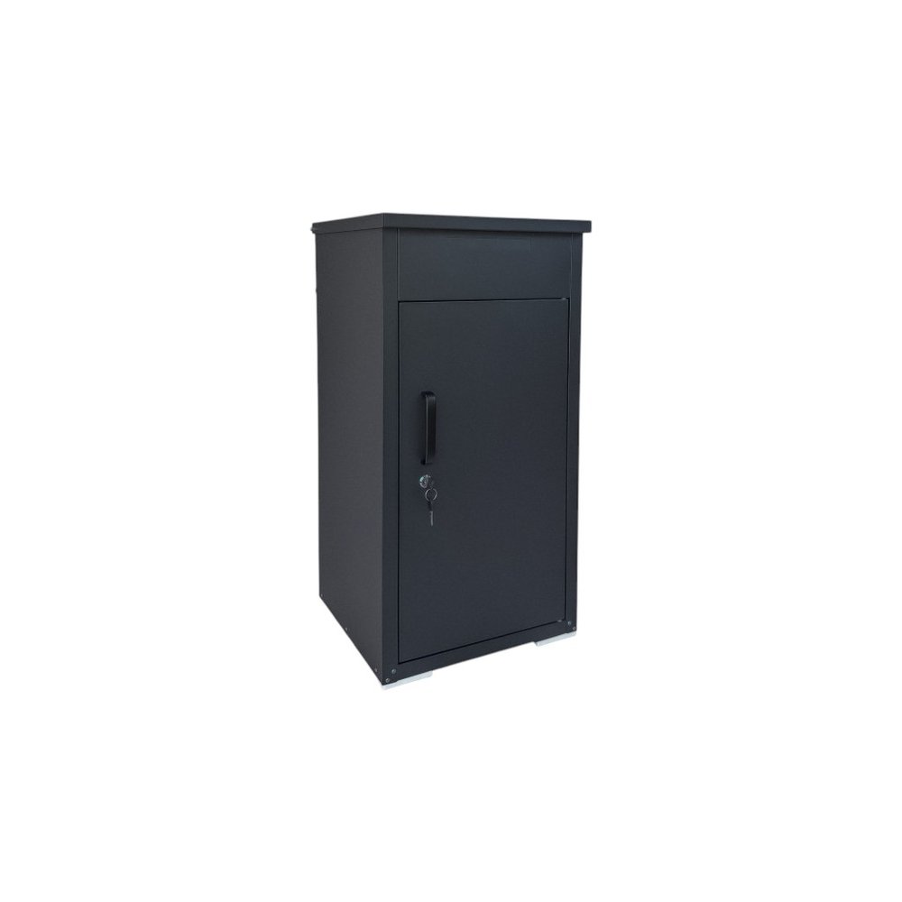 Set of Two Black Multi-Tier Steel Mail Box With Lid