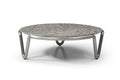 55" Gray and Silver Wood and Stainless Steel Round Coffee Table