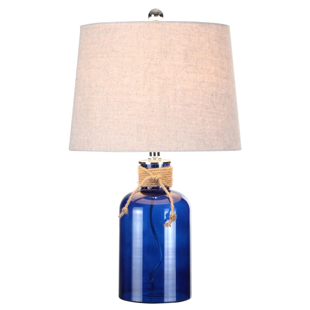 24" Clear Novelty Table Lamp With Drum Shade. Table lamp isolated on a plain white background.