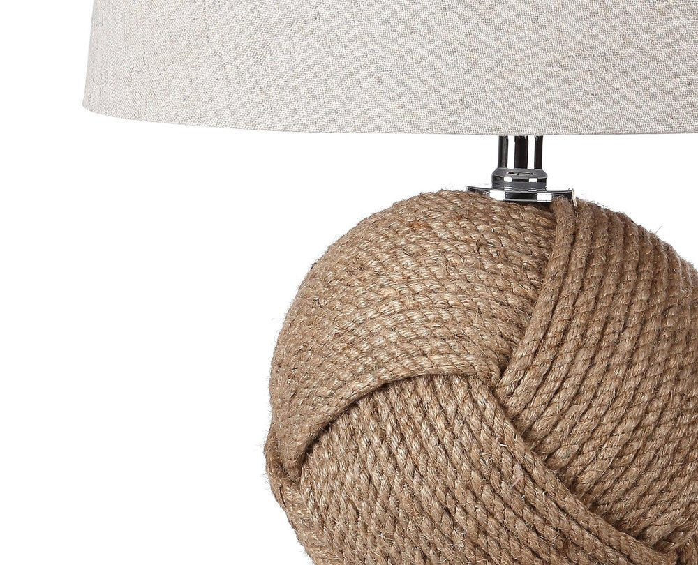 24" Brown Globe Table Lamp With Drum Shade. Table lamp in brown.