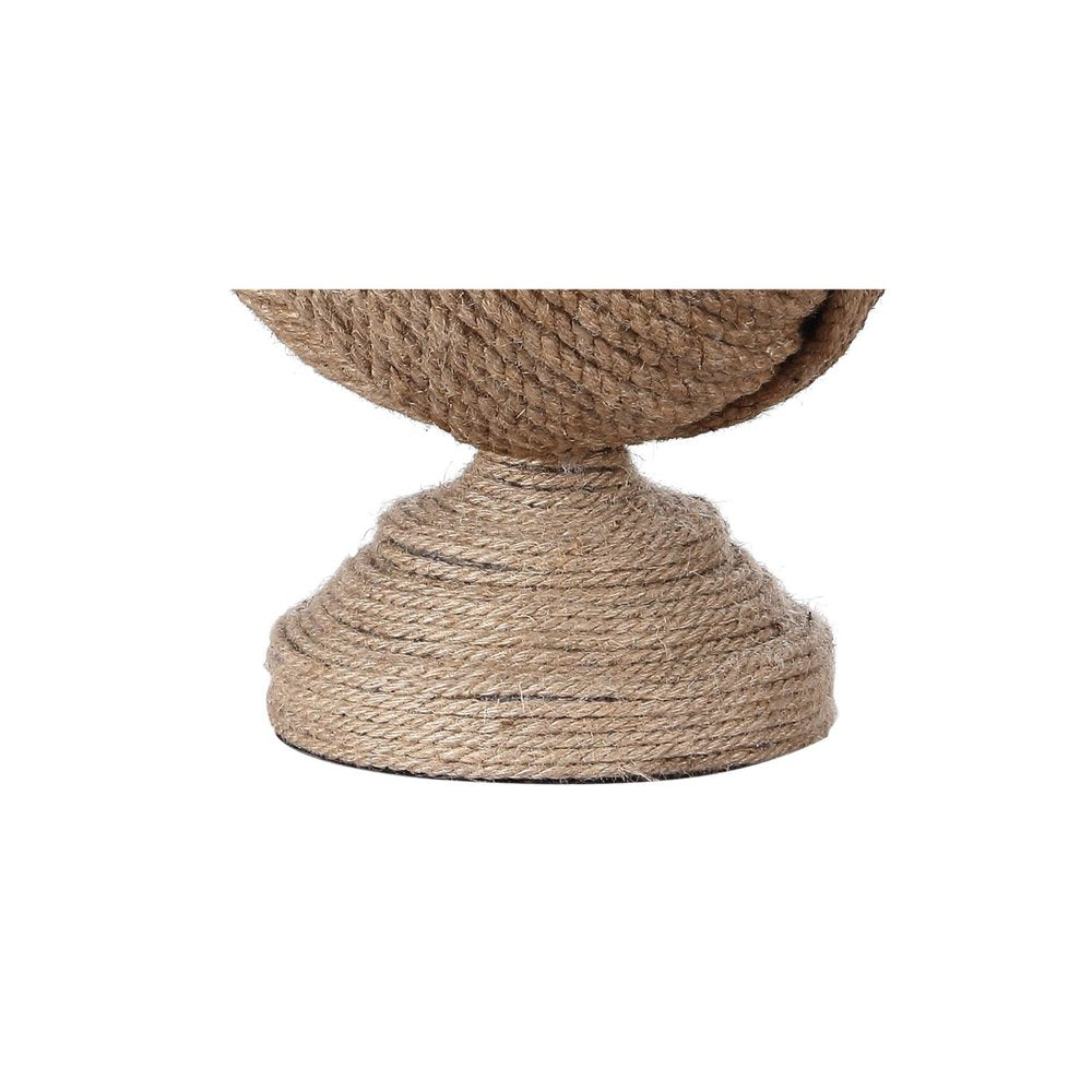 24" Brown Globe Table Lamp With Drum Shade. Table lamp isolated on a plain white background, showing its brown color.
