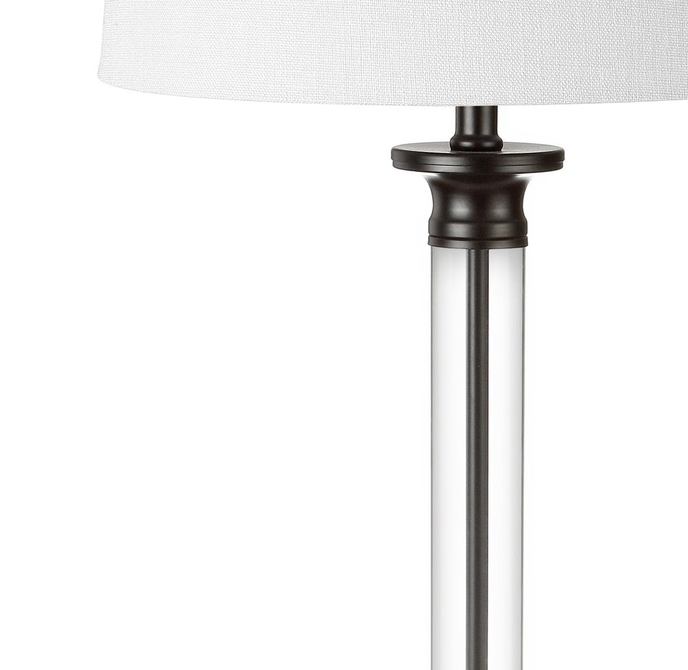 Set of Two 30" Black Table Lamps With Drum Shades