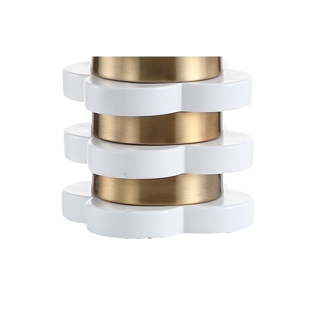 27" White Novelty Table Lamp With Drum Shade. Table lamp isolated on a plain white background, in a white finish.