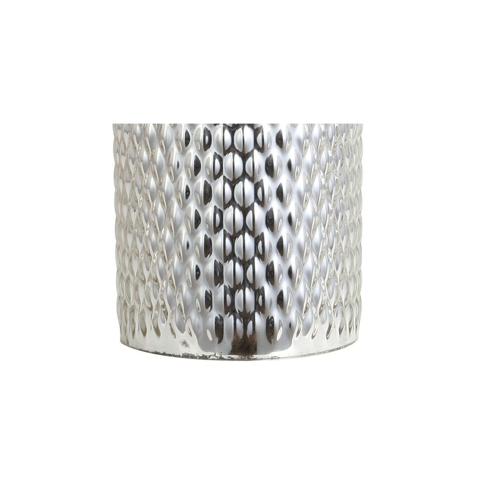 30" Silver Table Lamp With Drum Shade. Table lamp isolated on a plain white background, showing its silver color.