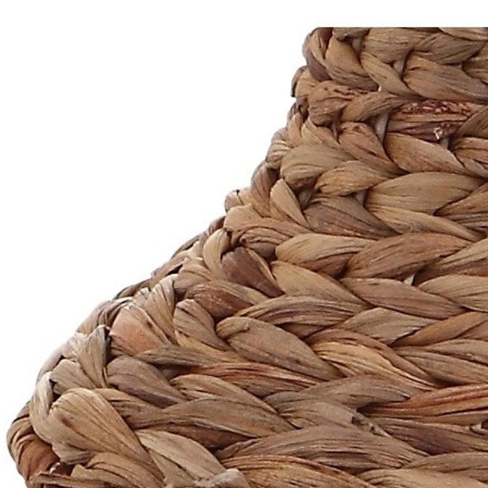 31" Natural Water Hyacinth Urn Table Lamp With Drum Shade. Table lamp in tan.