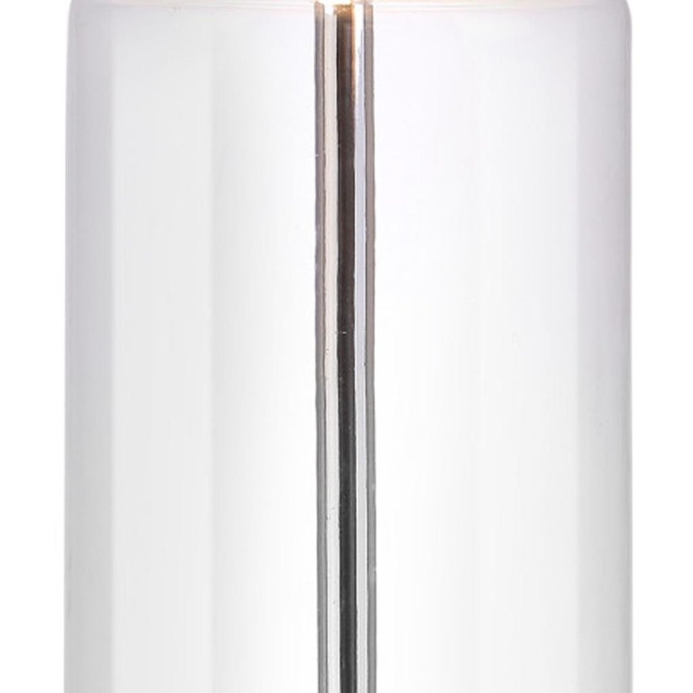 25" Silver Bedside Lamp With Drum Shade. Lamp isolated on a plain white background, showing its silver color.