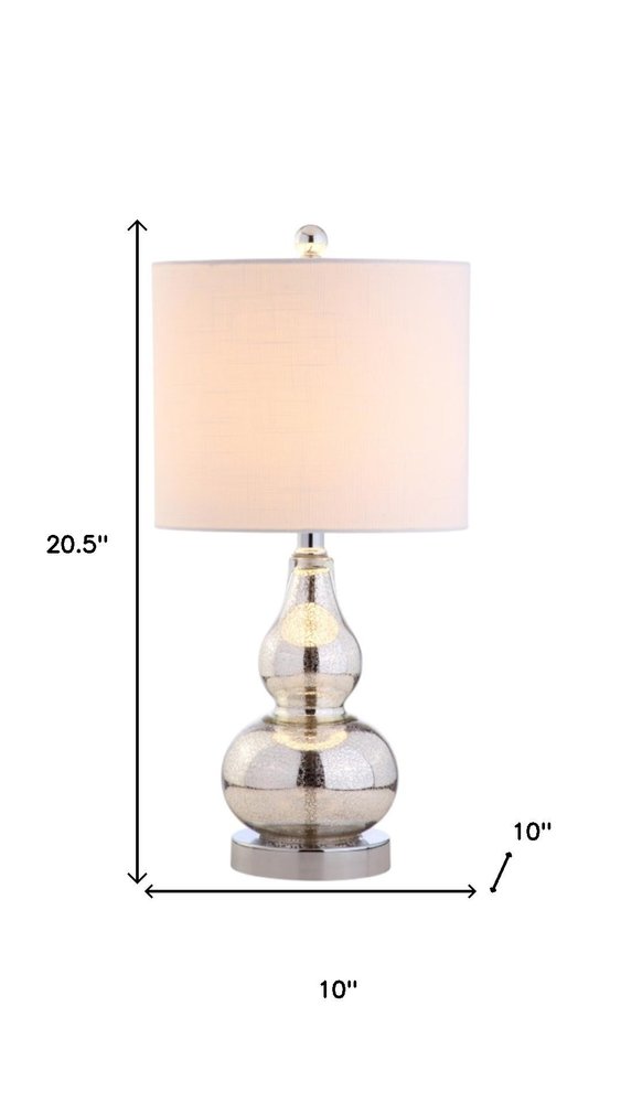 Set of Two 21" Silver Gourd Table Lamps With Drum Shades