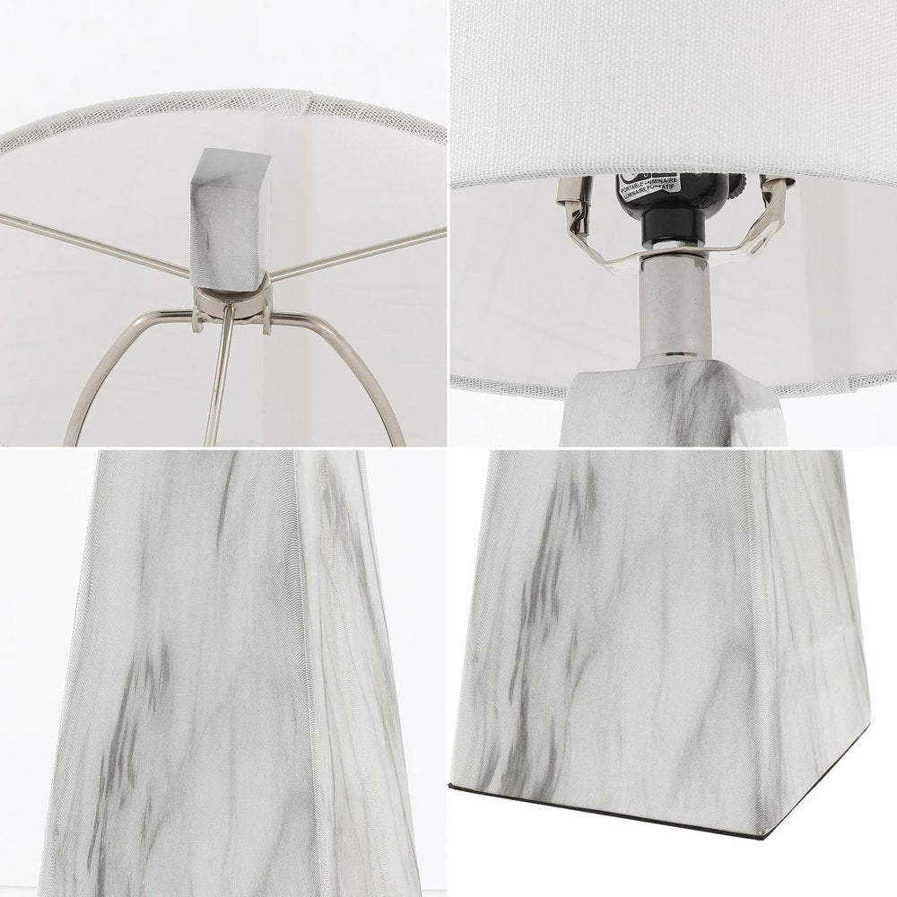 Set of Two 21" White Geometric Table Lamps With Empire Shades