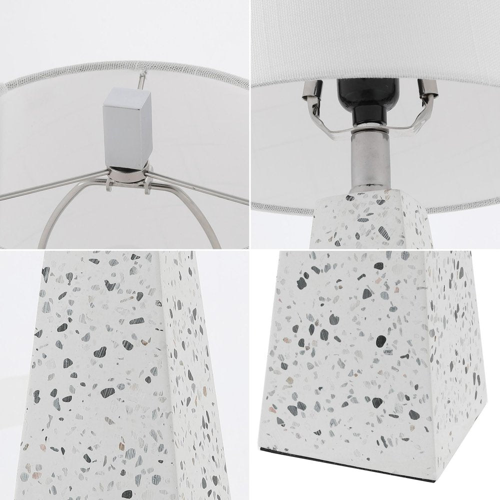 Set of Two 21" White Geometric Table Lamps With Empire Shades