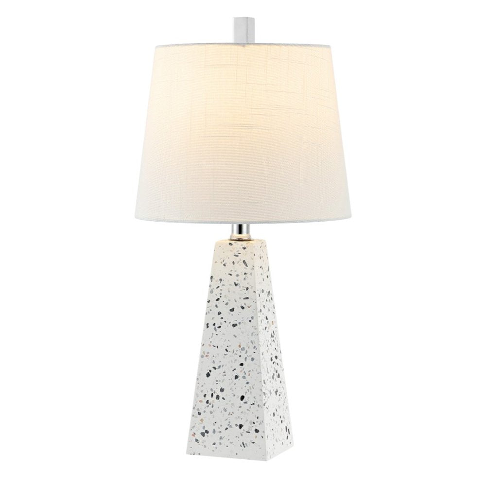Set of Two 21" White Geometric Table Lamps With Empire Shades