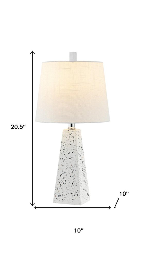 Set of Two 21" White Geometric Table Lamps With Empire Shades