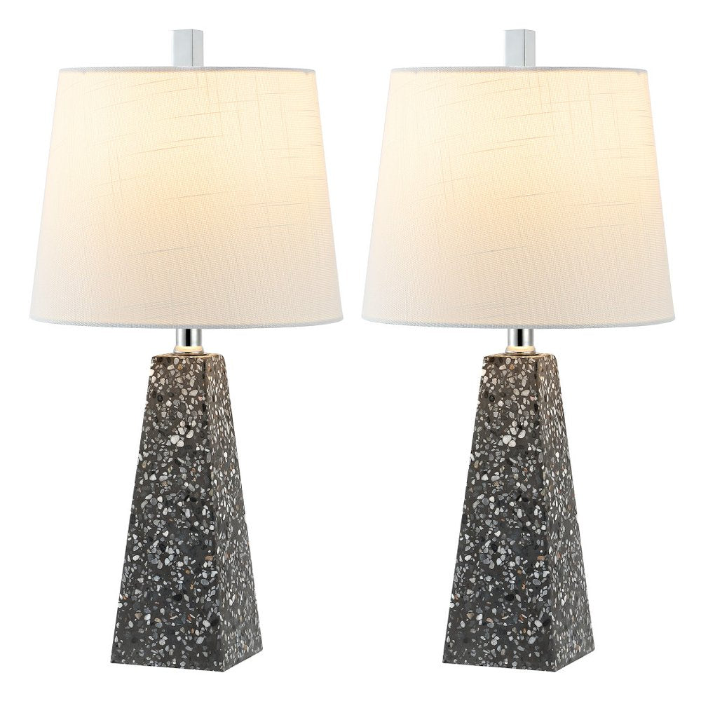 Set of Two 21" Gray Geometric Table Lamps With Empire Shades