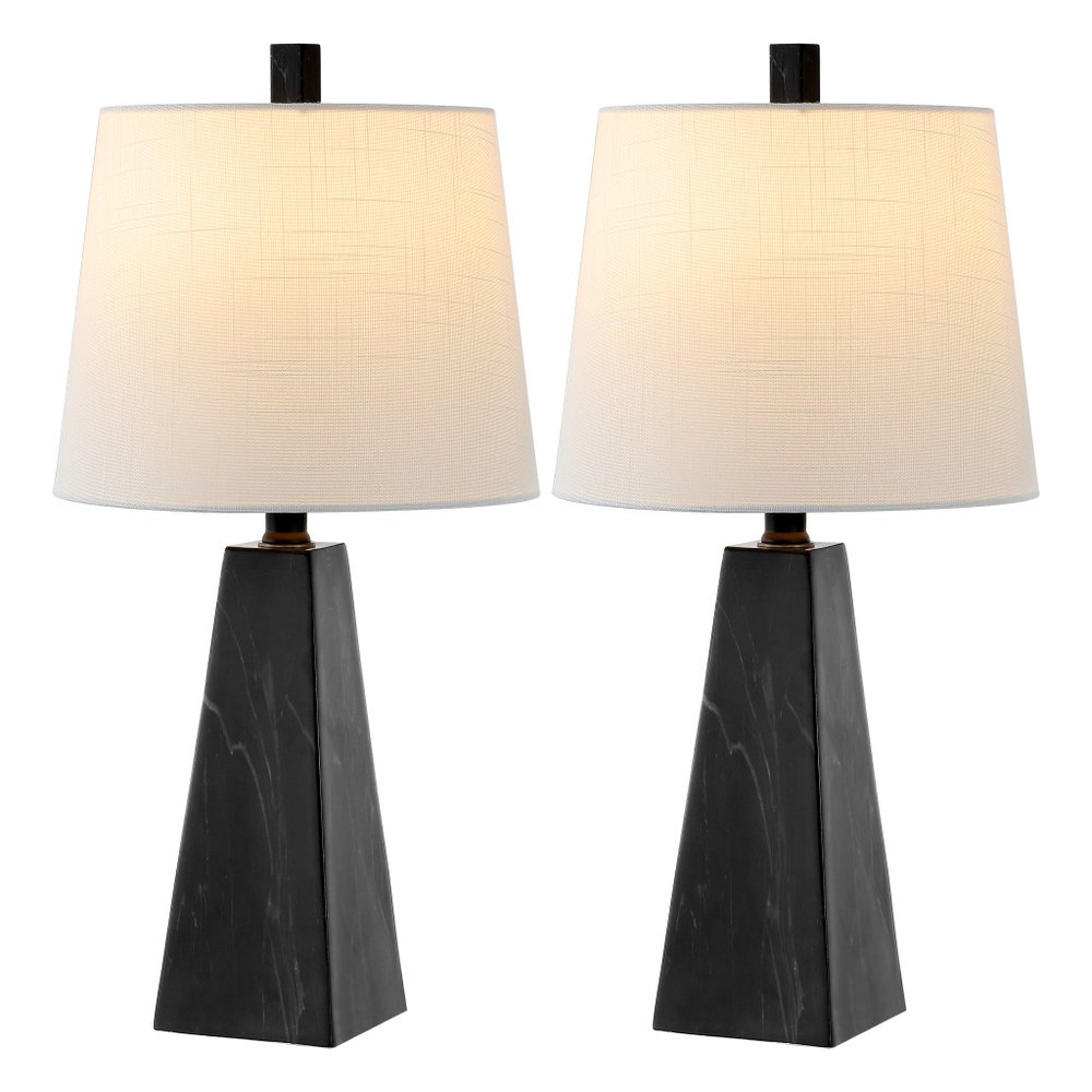 Set of Two 21" Black Novelty Table Lamps With Empire Shades