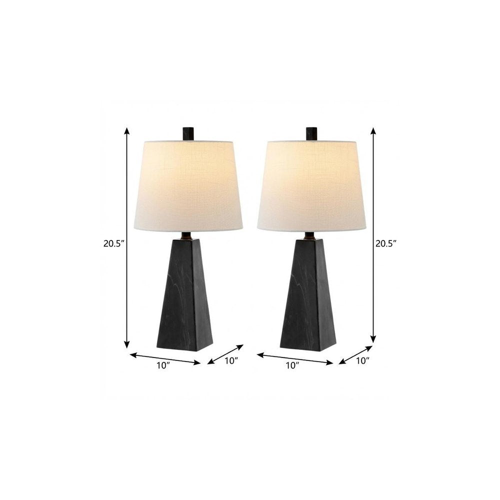 Set of Two 21" Black Novelty Table Lamps With Empire Shades