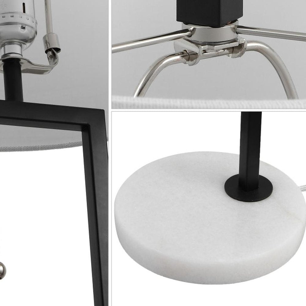 25" White Novelty Table Lamp With Drum Shade. Table lamp in white.