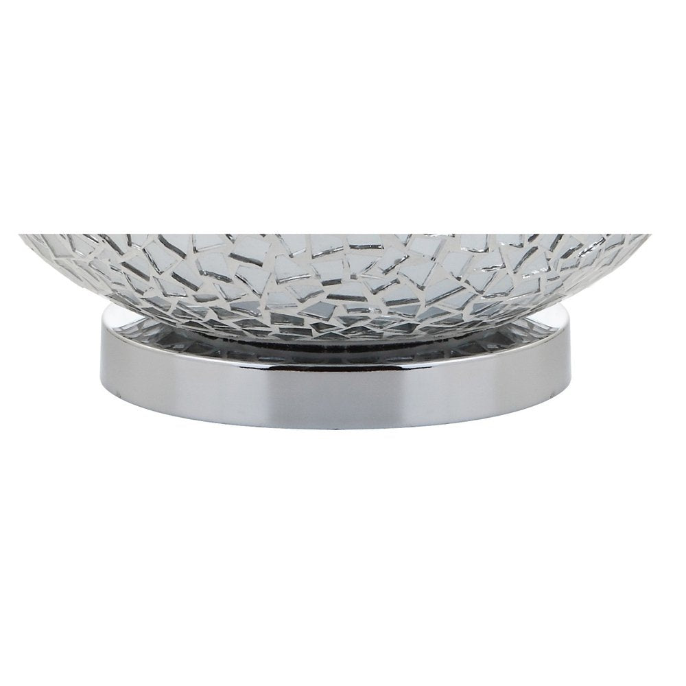 26" Silver Novelty Table Lamp With Drum Shade. Table lamp isolated on a plain white background, showing its silver color.
