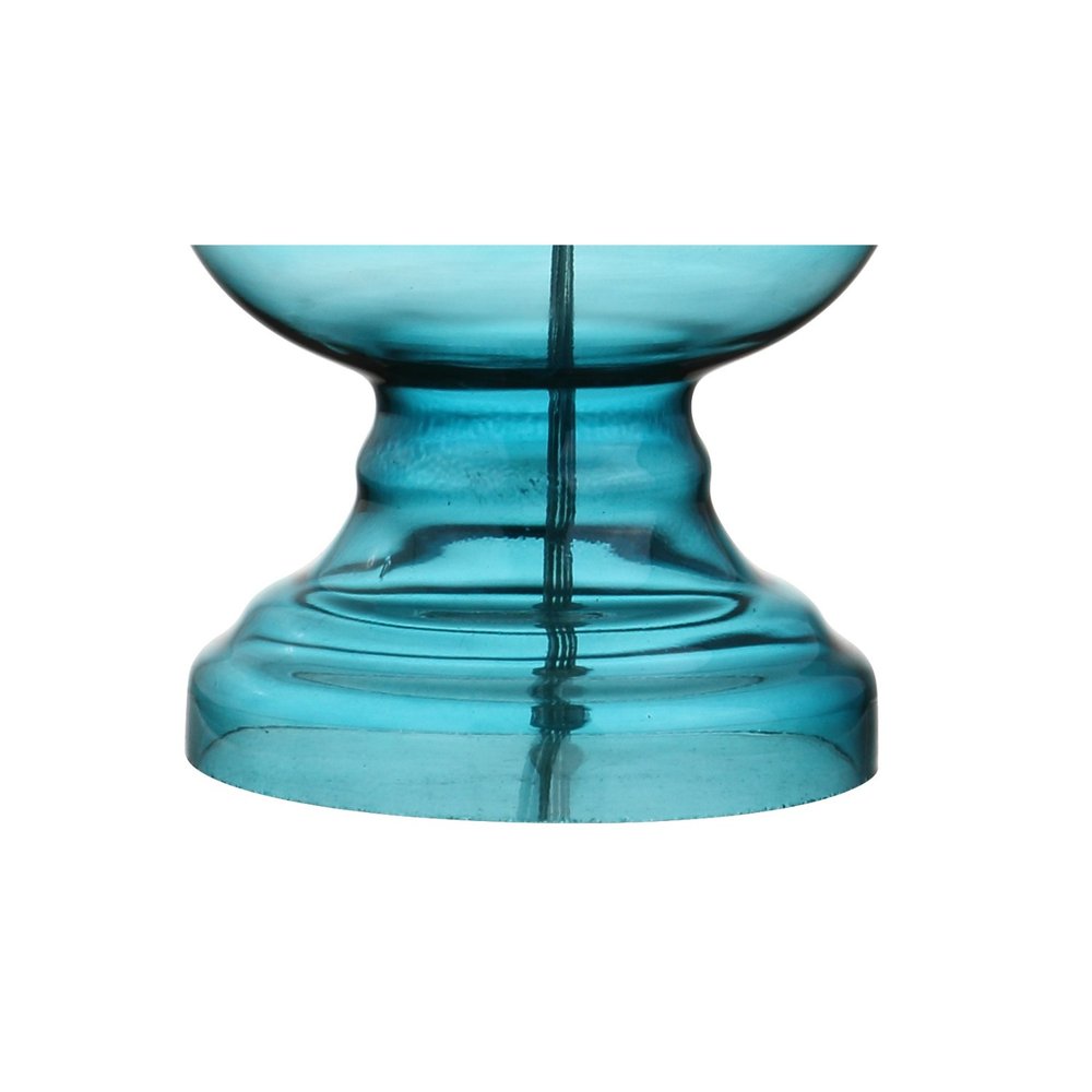 Set of Two 29" Blue Urn Table Lamps With Drum Shades on a white background