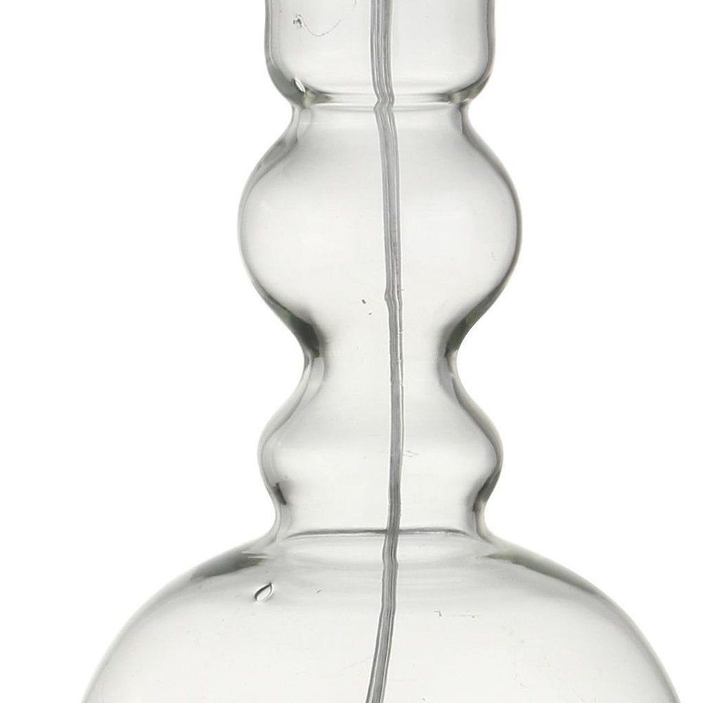 Set of Two 29" Clear Novelty Table Lamps With Drum Shades on a white background